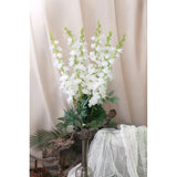White Delphinium Artificial Flowers 6Pcs 40.55" Long Stem Silk Larkspur Snapdragon Flowers For Tall Vase For Home Wedding Table Decor(White)