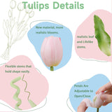 15 Pcs Light Pink Artificial Flowers Tulips Real Touch Latex Plastic Soft Faux Bouquets For Party, Wedding, Home, Room, Garden Decor