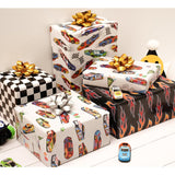 Race Car Wrapping Paper For Kids Birthday - Flames, Checkered Flags, Colorful Racing Cars And Happy Birthday Words Designs - 20 X 29 Inches, 8 Folded Sheets, Easy To Store…