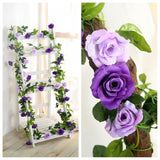 2 Pack (15.8Ft) Fake Rose Garland, Artificial Roses Vines Flower Garland Hanging Floral Vine Wedding Home Backdrop Party Arch Arrangement Decoration