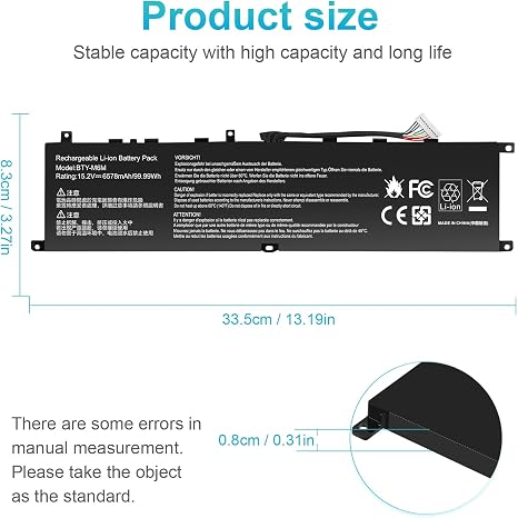 BTY-M6M Replacement Laptop Battery for MSI GS66 GE66 GE76 Raider Stealth WS66