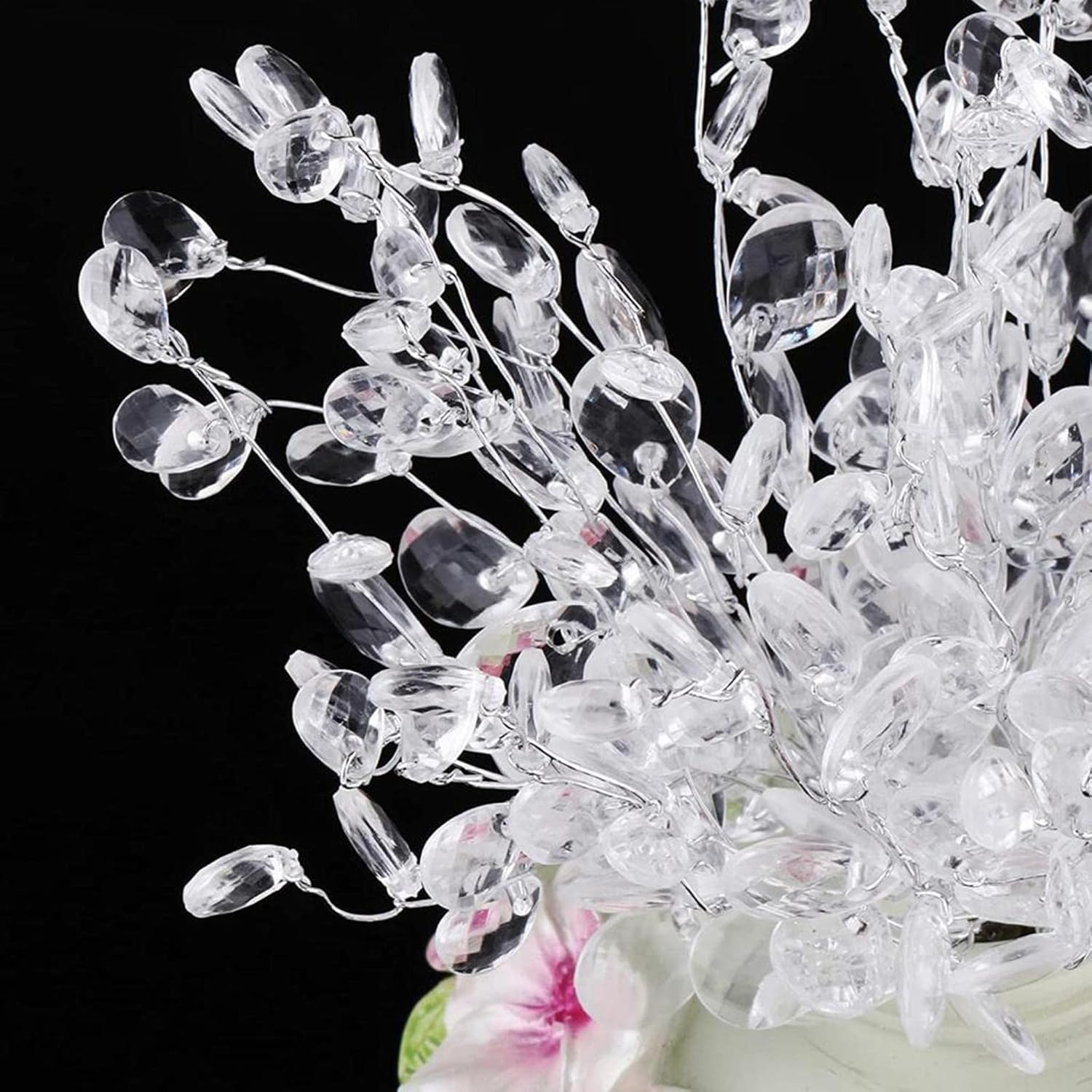 Fityle 50Pcs Crystal Bud Branches Artificial Flower Twigs For Wedding Party Home Decor Floral Crafts - White, 15Cm