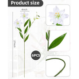 6 Pcs Artificial Lily Flowers, Fake Lilies Silk Flower For Table Vase Diy Wedding Bouquets Party & Home Decor(White)