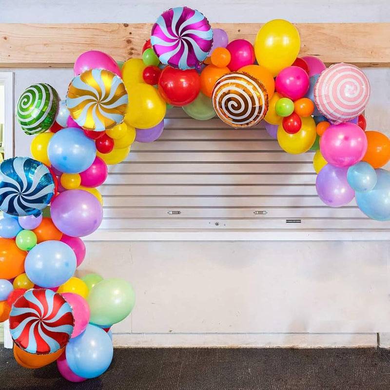 Sweet Candy Balloon Garland Arch Kit, 90Pcs 18Inch Lollipop Foil Ballo