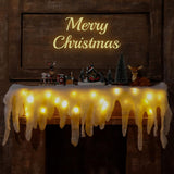2 Set Christmas Icicle Fringe Decoration With Led Fairy Lights White Christmas Icicle Trim 47 X 14 Inch Fabric Icicle De