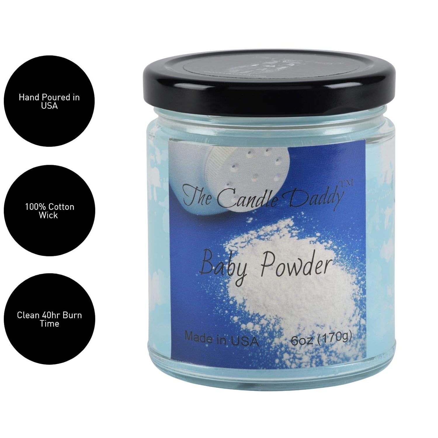 Richly Scented Candles - 6Oz Aromatherapy Jar Candle (Baby Powder) Made In Usa
