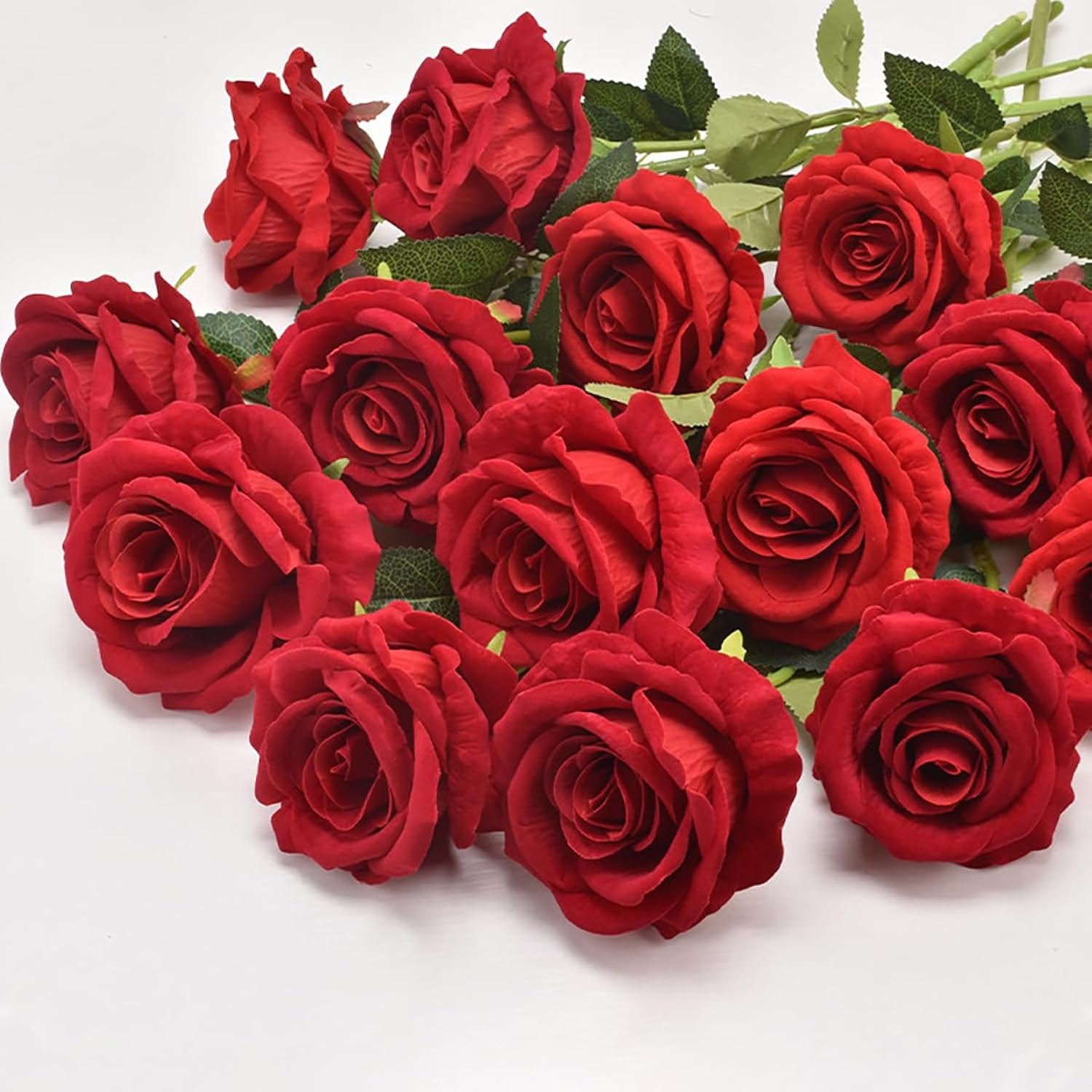 Wine Red Fake Roses Artificial Flowers 10 Pcs Real Touch Silk Faux Roses With Long Stems For Home Wedding Hotel Office Centerpiece Decor