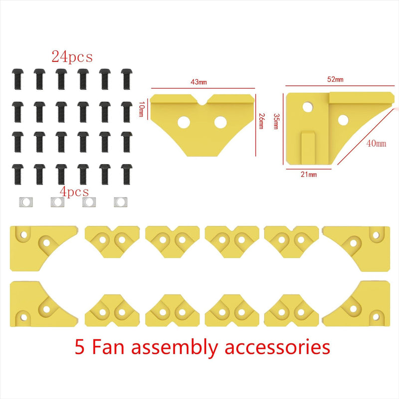 Fan Bracket, Open-Air Aluminum Alloy Mine Rack Fan Connector (5 Fans)