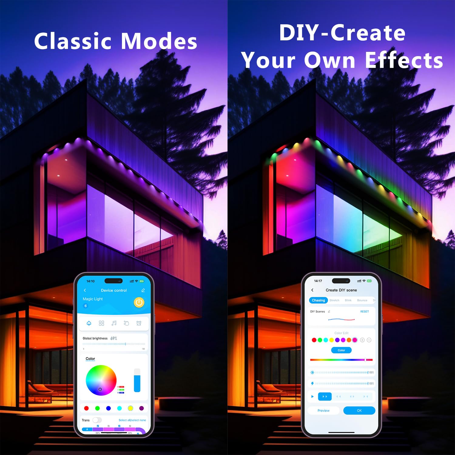Led Christmas Lights 65.6Ft, Smart Iic Rgb Fairy Lights 200 Leds, Ip65 Waterproof, App Supports Music Sync, Christmas De