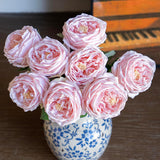 Fake Flowers For Decoration Home Decor Real Touch Artificial Flowers Austin Rose Peony Latex Fake Flower Living Room Decoration Vivid Pink Roses Peonies (Light Pink 4Pcs)