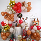 Christmas Balloon Arch Garland Kit, 147Pcs Red Retro Brown Gold Sand White Latex Balloons With Reindeer Star Gingerbread Man Xmas Foil Balloons For Birthday Merry Christmas Party New Year Decorations