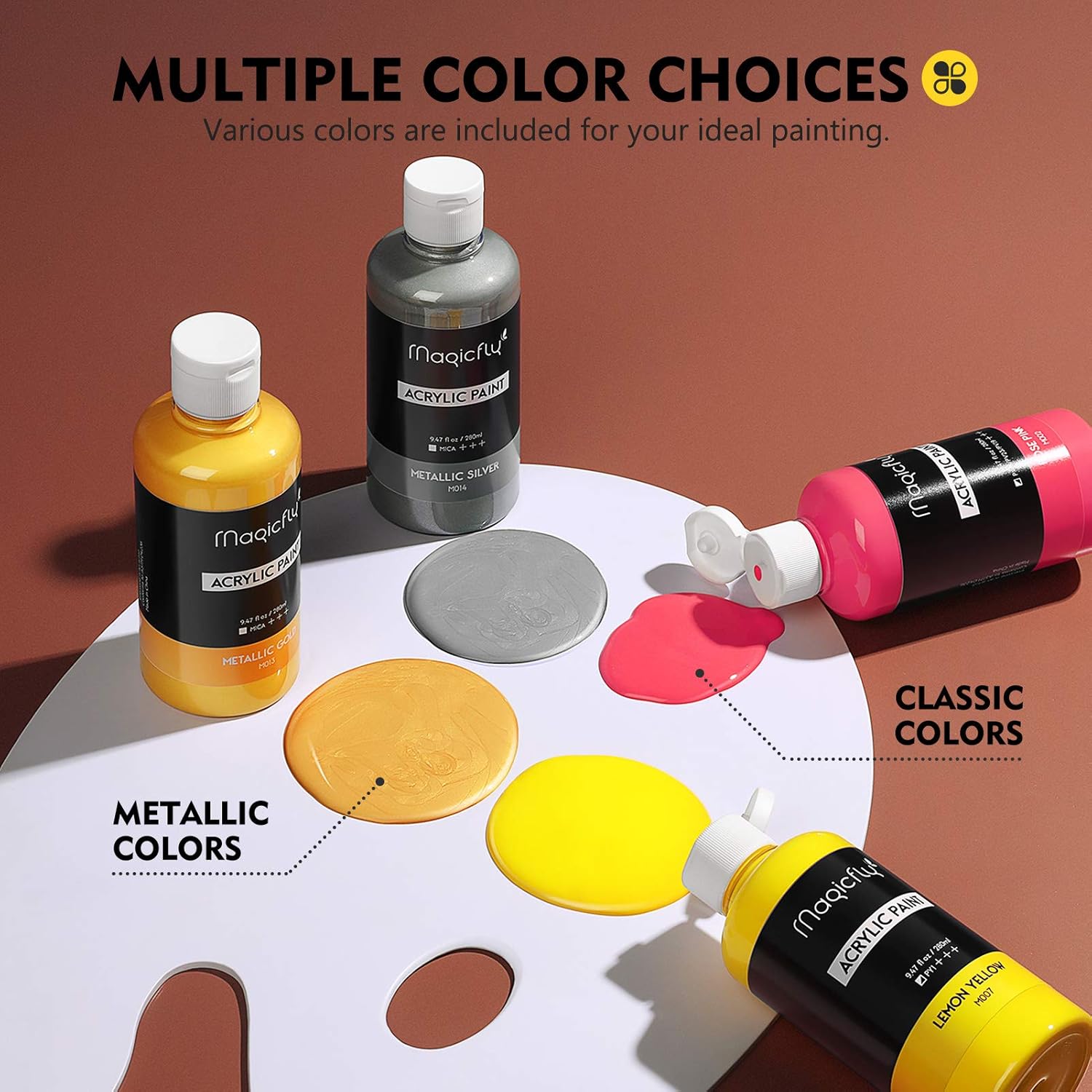 Acrylic Paint Set, 14 Vibrant Colors (280Ml / 9.47Oz Each), Large Bulk Acrylic Paints For Artists & Beginners, Rich Pigment Craft Paint For Canvas, Wood, Ceramic, Fabric