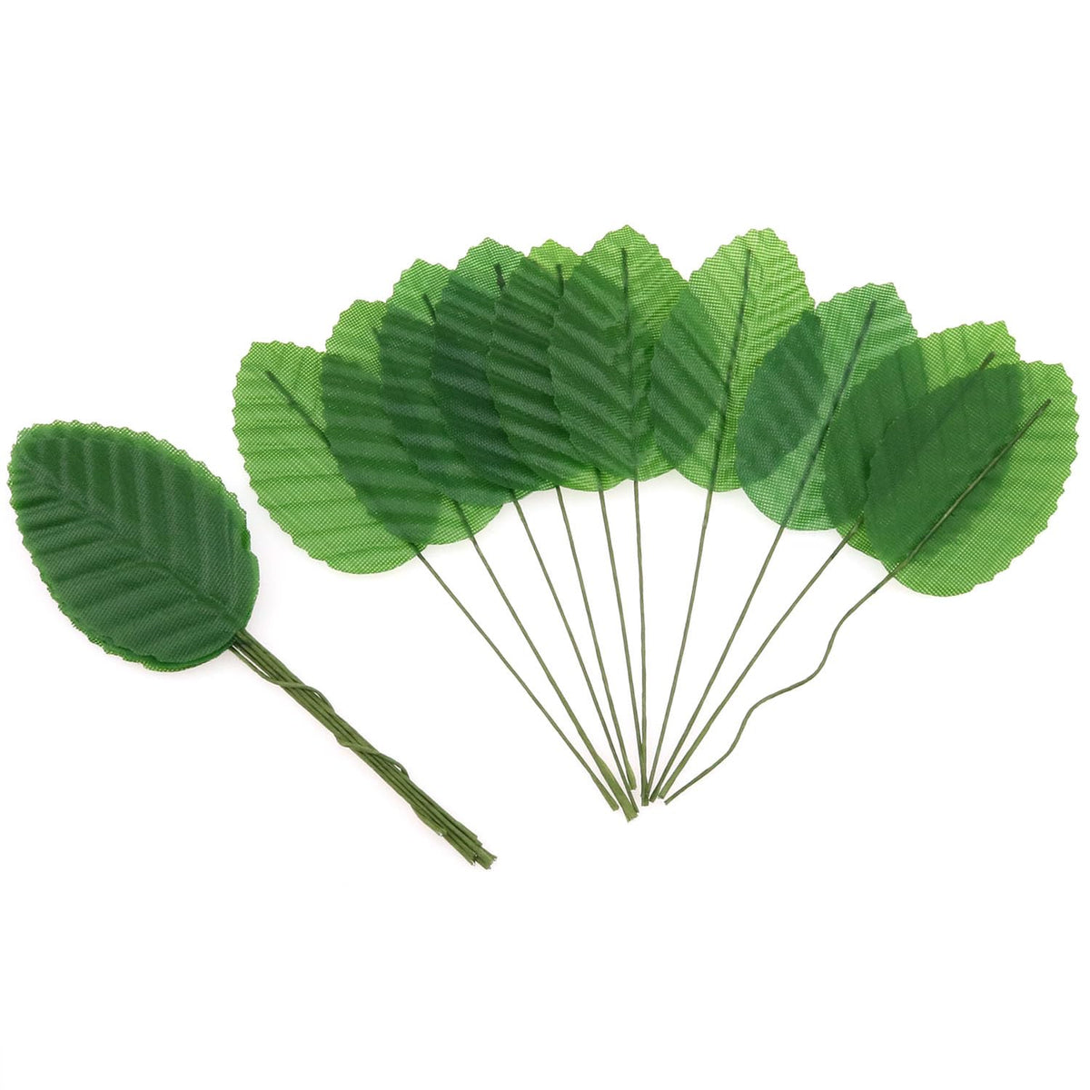 200 Pcs Artificial Silk Green Leaves Fake Faux Wired Single Leaves Diy Home Decorative Christmas Party Decoration Flowers Garland Wedding Decoration