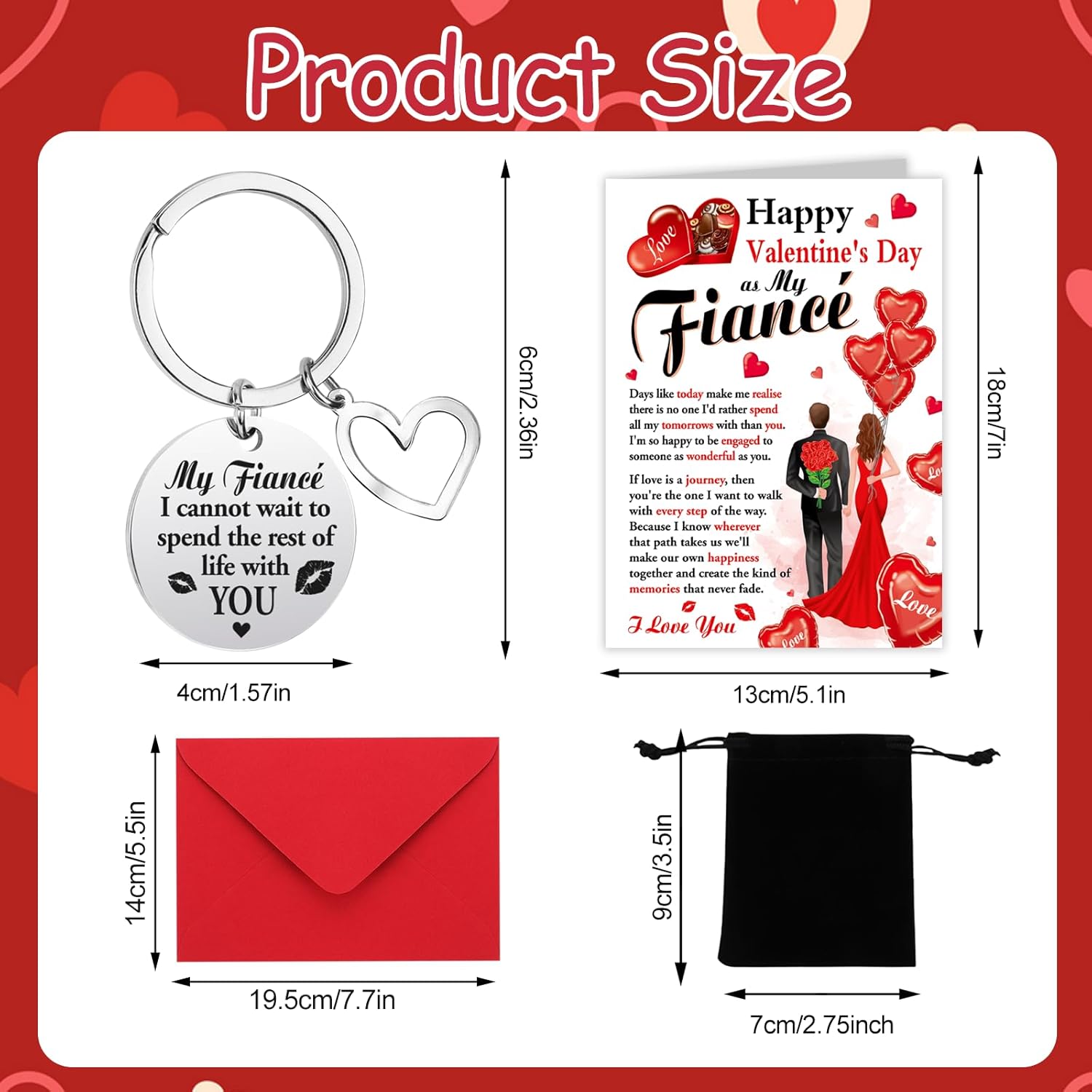 Valentine'S Day Card For Fiance,Valentine'S Day Gift For Fiance,Fiance Valentines Gift Cards,Valentine'S Keyring Fiance,I Love You Card For Fiance Boyfriend Him,Happy Heart Day Card For Fiance