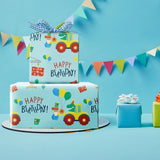Birthday Wrapping Paper For Kids Boys, Mini Roll, Blue Dinosaur Truck With Balloons Happy Birthday Design Gift Wrap Paper Perfect For Boys' Party Gifts, 17 Inches X 16.4 Feet