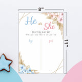 Gender Reveal Signature Voting Sign, Boho Floral Guess He Or She Game, Gender Reveal Game For Baby Shower Party, What Will Baby Be Self-Standing Sign, Party Supplies Kit & Decorations-Qmb-001