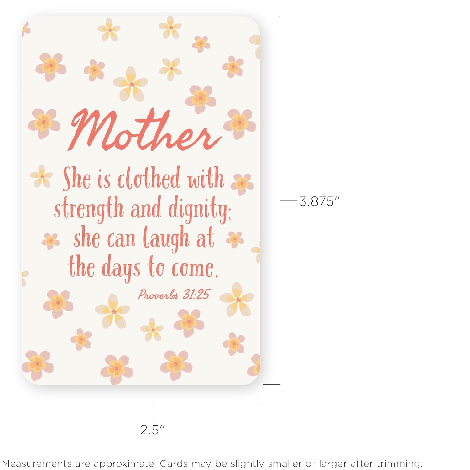 Wallet Scripture Cards - Mother, Prov 31:25 - Pack Of 12 Inspirational Christian Cards With Scripture Encouragement, Bible Verse Cards For Women & Men, Daily Prayer Cards For Devotions