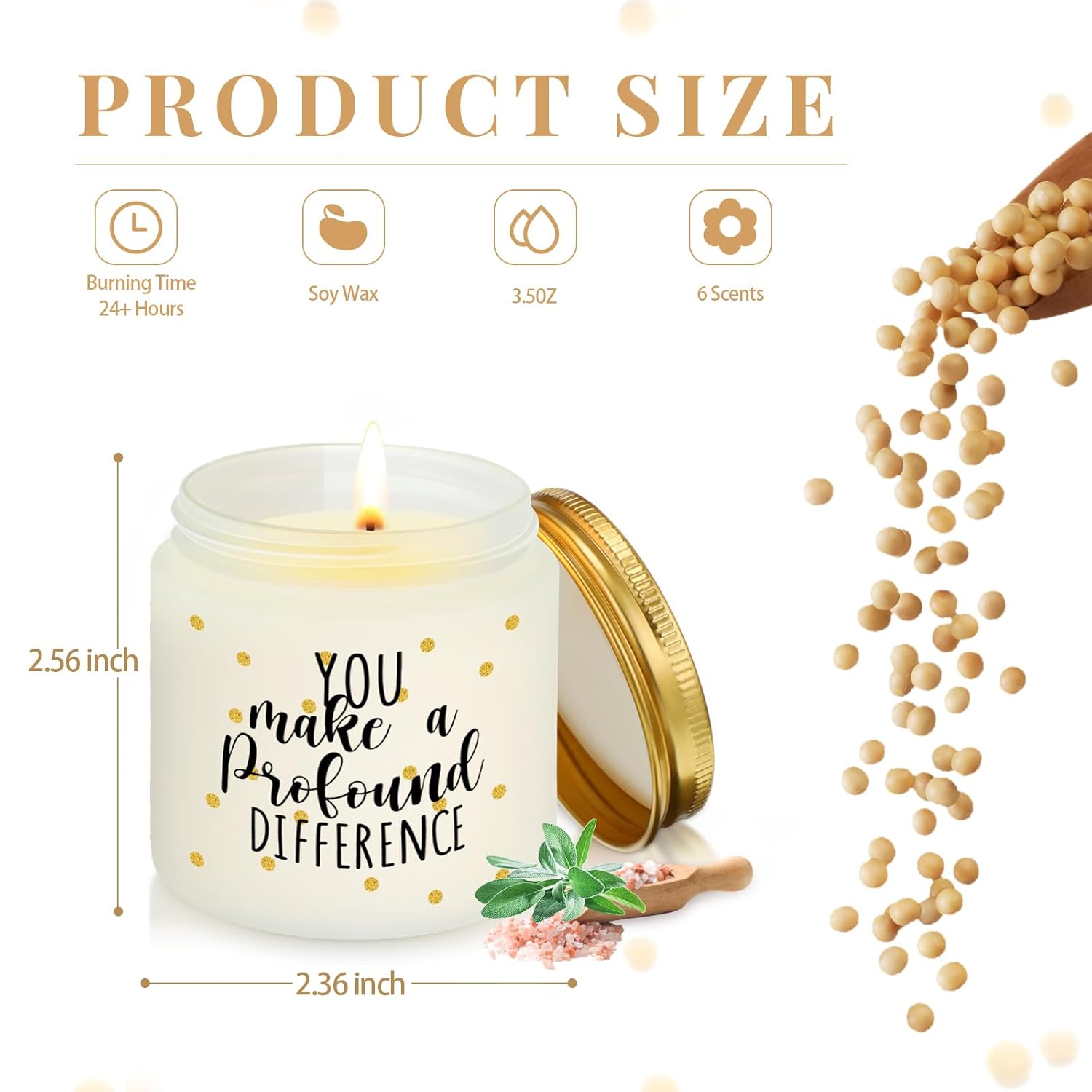 20 Pcs Thank You Candle 3.5 Oz Christmas Employee Appreciation Gifts Bulk Soy Wax Jar Inspirational Candle For Coworkers Team Staff Office Nurse Teacher, 10 Scent(Fresh Scents)
