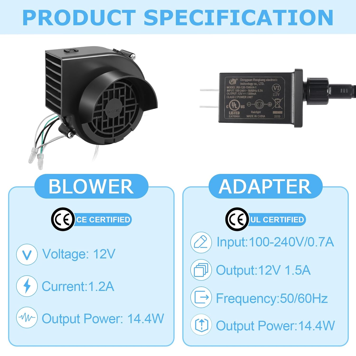 2-Pack Inflatable Fan Blower Replacement, 12V 1.2A Air Blower For Inflatables With 3 Led Light Strings For Thanksgiving