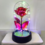Glass Rose In Glass Dome, Light Up Flower, Eternal Roses - Valentines Day Gifts For Her, Mothers Day Roses Gifts For Mom, Womens Gifts For Christmas - Galaxy Rose, Birthday Gift