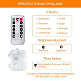 Led Rope Lights Battery Operated String Lights 40Ft 120 Leds 8 Modes Hanging Fairy Lights Dimmable/Timer With Remote For Camping Party Halloween Christmas Decoration (Warm White)
