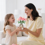 Hand-Crocheted Tulip Potted Plant With Premium Gift Box, Unique Hand-Crafted Gift For Home And Office Desk Decor, Perfect For Teachers, Moms, Friends, And You(Pink)