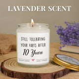 10 Year Anniversary Candle Gifts For Him Her, 10Th Wedding Anniversary Tin Gifts For Wife Husband, Girlfriend Boyfriend, Couple, Women Men, 10Th Wedding Anniv. Aluminum Presents, 7Oz Lavender Scented