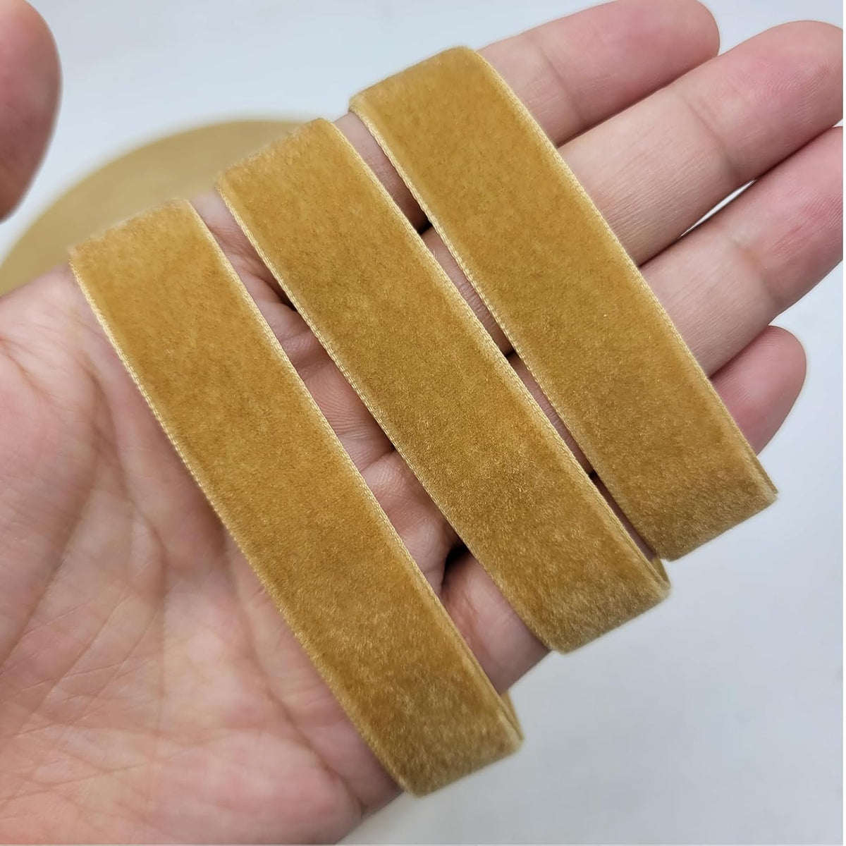 Khaki Velvet Ribbon 5/8 Inch X 20Yd Fabric Ribbon For Gift Wrapping Wreath Decoration Handmade Crafts Christmas Bow Making Sewing