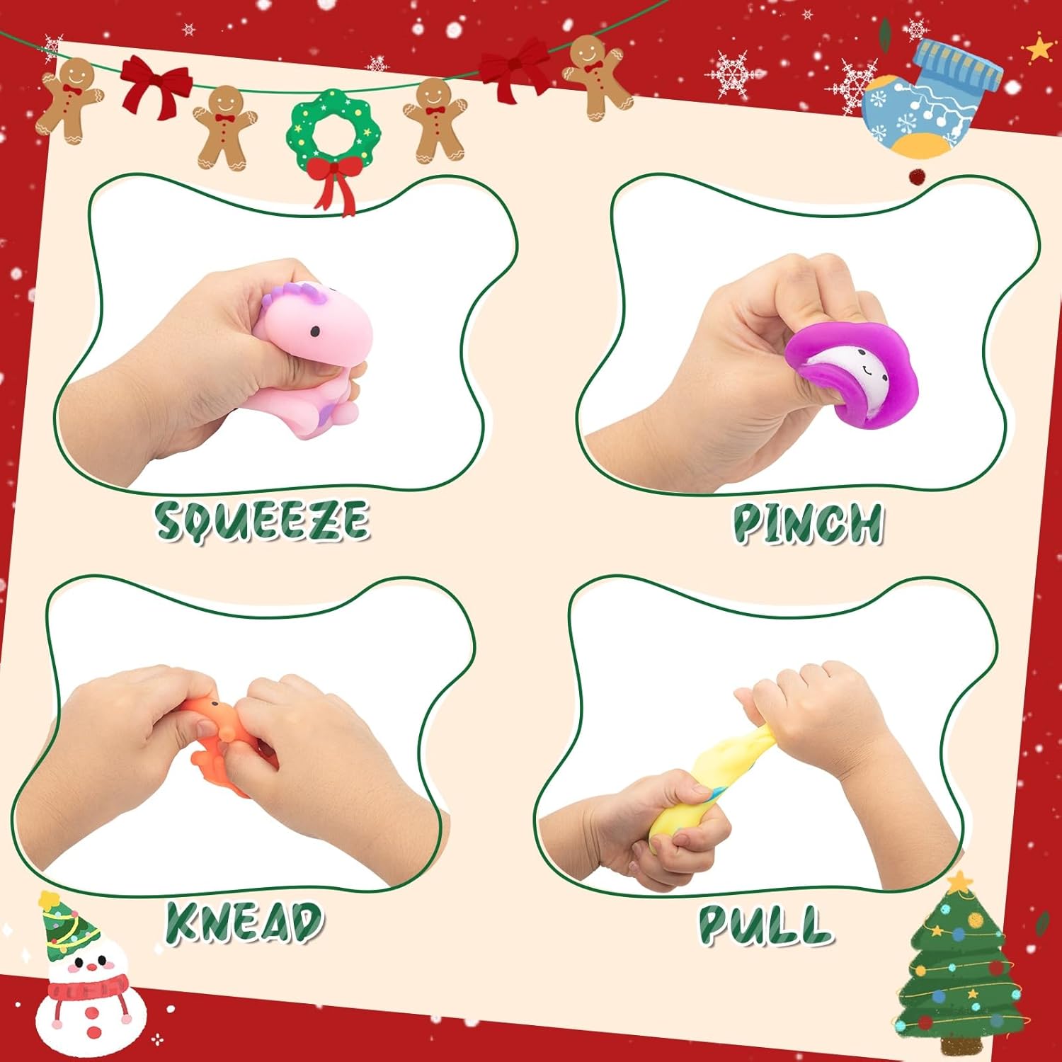Advent Calendar 2025 With 3 Cute Jumbo Dinosaur And 21 Mochi Squishy Toys - 24 Days Christmas Countdown Calendar Gifts For Kids Boys Teen Toddlers (Animals)