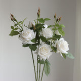 Artificial Silk Flowers Real Touch Realistic Roses Bouquet Long Stem For Home Wedding Party Valentine'S Day Mother'S Day Table Centerpieces Decorations (White,8 Flower Head)