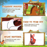 Farm Animal Games Pin The Tail On The Animals Barn Birthday Party Decorations Farm Poster Games With 24 Stickers Eye Mask For Family Activities Birthday Party Decor Supplies(Horse)