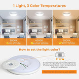9 Inch LED Flush Mount Ceiling Light 18W 3CCT Ultra Thin White Fixture