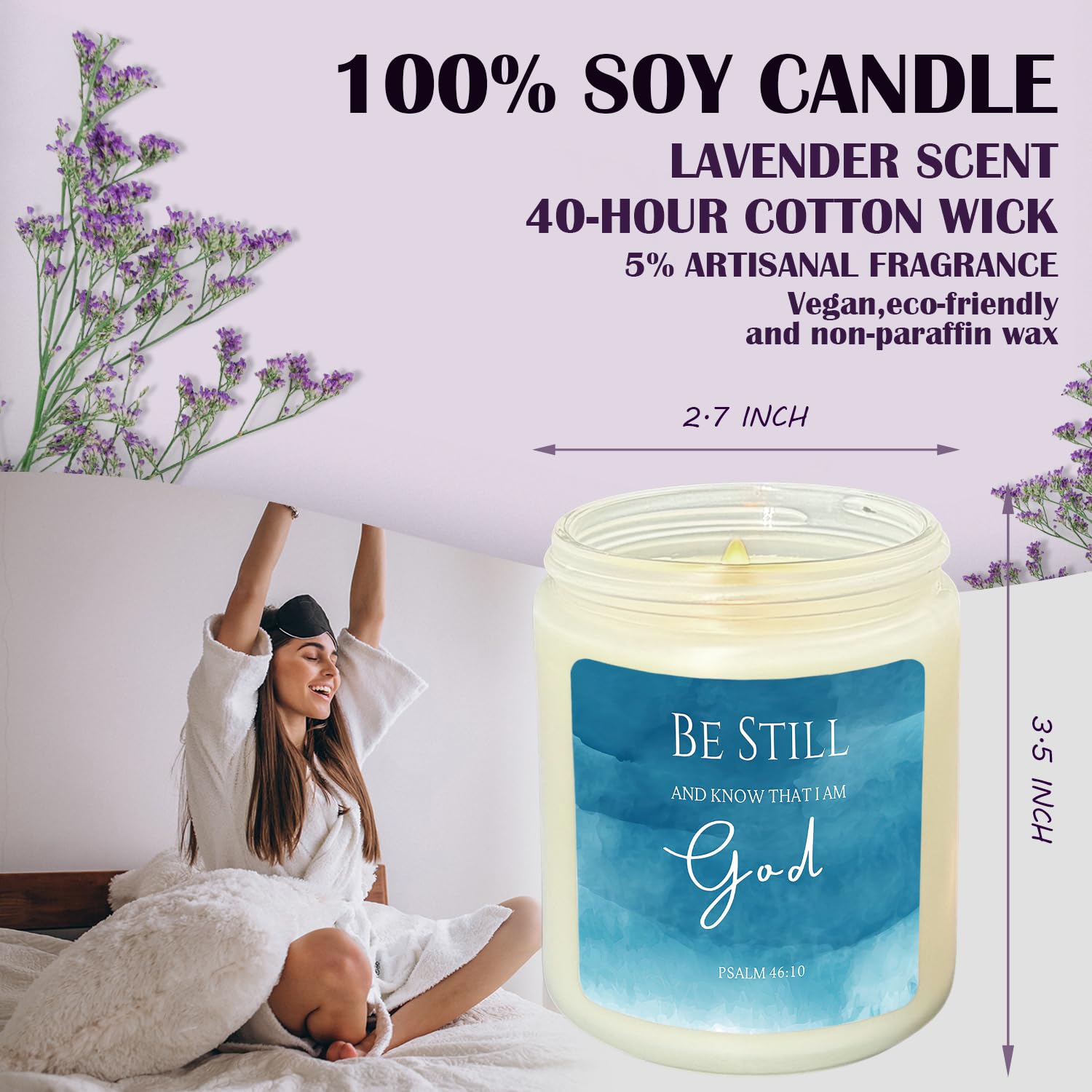 Christian Gifts For Women, Christian Lavender Candle, Be Still And Know That I Am God Christian Scented Candles, Religious Gifts For Women Christian, Christian Home Room Decor