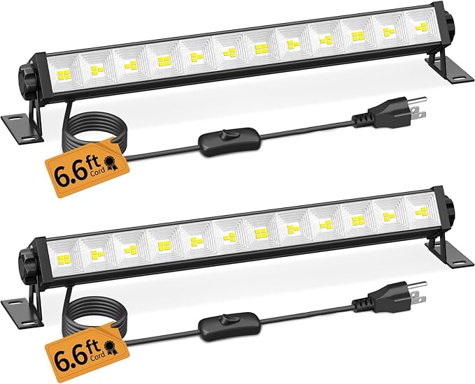 2 Pack 40W LED Shop Lights 5400LM 6000K Plug In Garage Work Lights with 6.6FT Cord and Switch