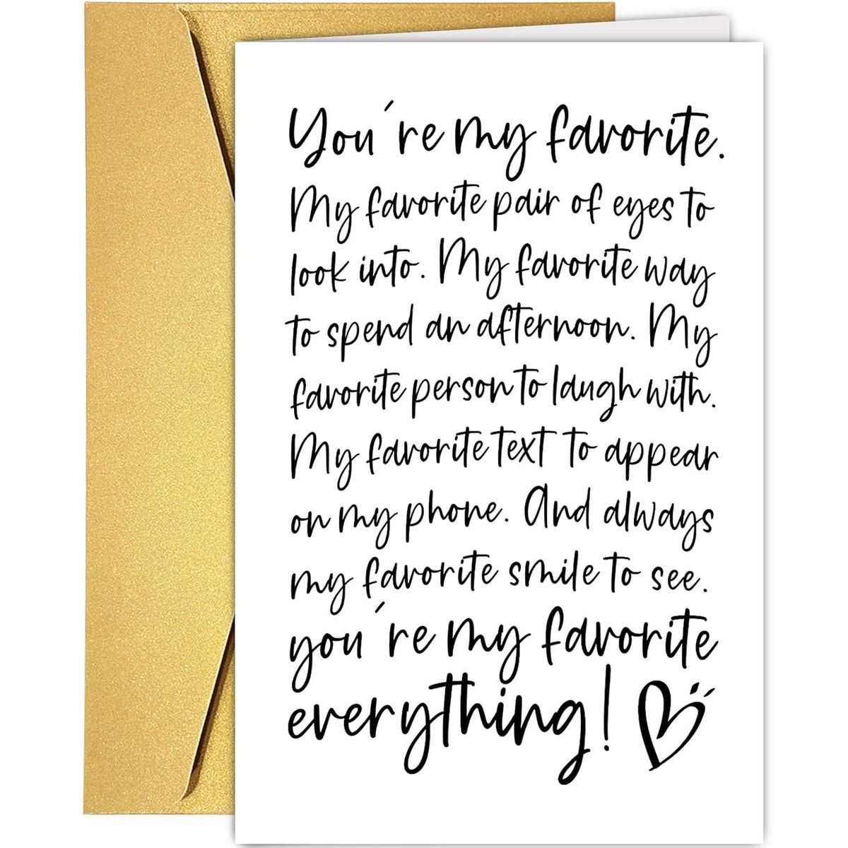 Romantic Poem Anniversary Card For Men, Birthday Card For Boyfriend Husband, Love Card For Him, You Are My Favorite Everything
