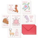 Animal Pun Valentines Cards - 48-Pack, 4 X 6 In - Greeting Card Pack With Envelopes & Funny Love Notes
