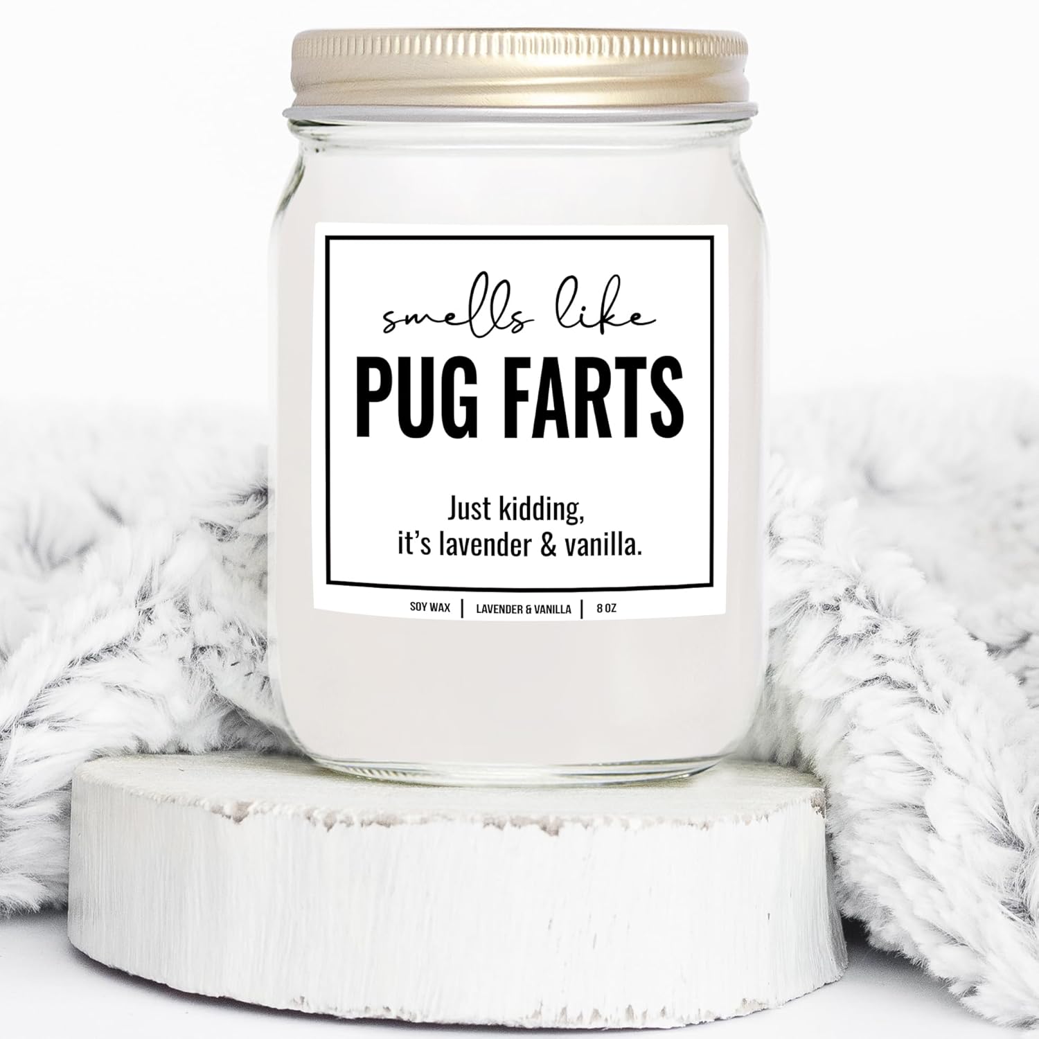 You Nique Designs Smells Like Pug Farts Soy Candle For Pug Lovers - 9Oz Gifts For Canine Lovers - Dog Farts Candle Funny Present, Pup Mom Gifts, Dog Themed (Lavender & Vanilla)