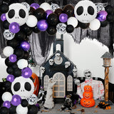 Halloween Balloon Garland Arch Kit Purple Black Balloon Nightmare Balloon With Skull Balloons For Nightmare Before Christmas Halloween Birthday Baby Shower Decorations