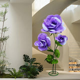 Giant Artificial Flower 3Pcs 3D Realistic - Waterproof Fake Flowers Durable Easy Maintenance Perfect For Home Garden Weddings Events Christmas Graduation Party Decorations (3Pcs-Roses-Purple)