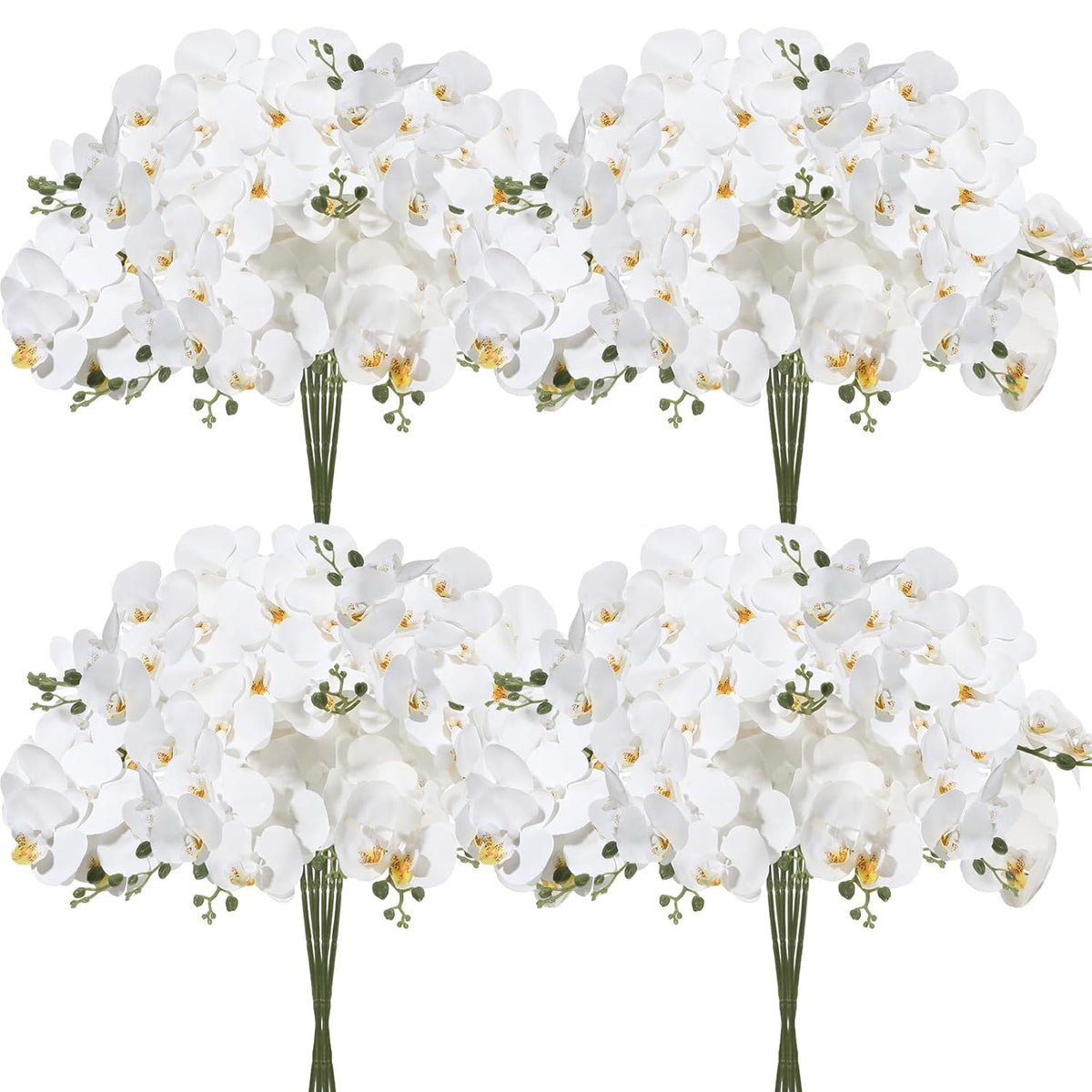 12 Pcs 32 Inch Artificial Phalaenopsis Flowers White Artificial Orchid Flowers Stem Plants Natural Large Bloom Orchids 7 Blooms Fake Phalaenopsis Flower Bulk For Home Office Wedding Decoration
