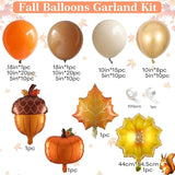 Fall Balloon Arch Kit Orange Burgundy Brown Beige White Maple Leaf Pumpkin Balloons Decor