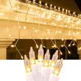 8.5 Ft 150 Icicle Lights Christmas String Lights Warmwhite Christmas Decorations Plug In Waterproof Outdoor Indoor Decor For Xmas, Thanksgiving Day, Party, Patio, Courtyard, Window, Fence Decor