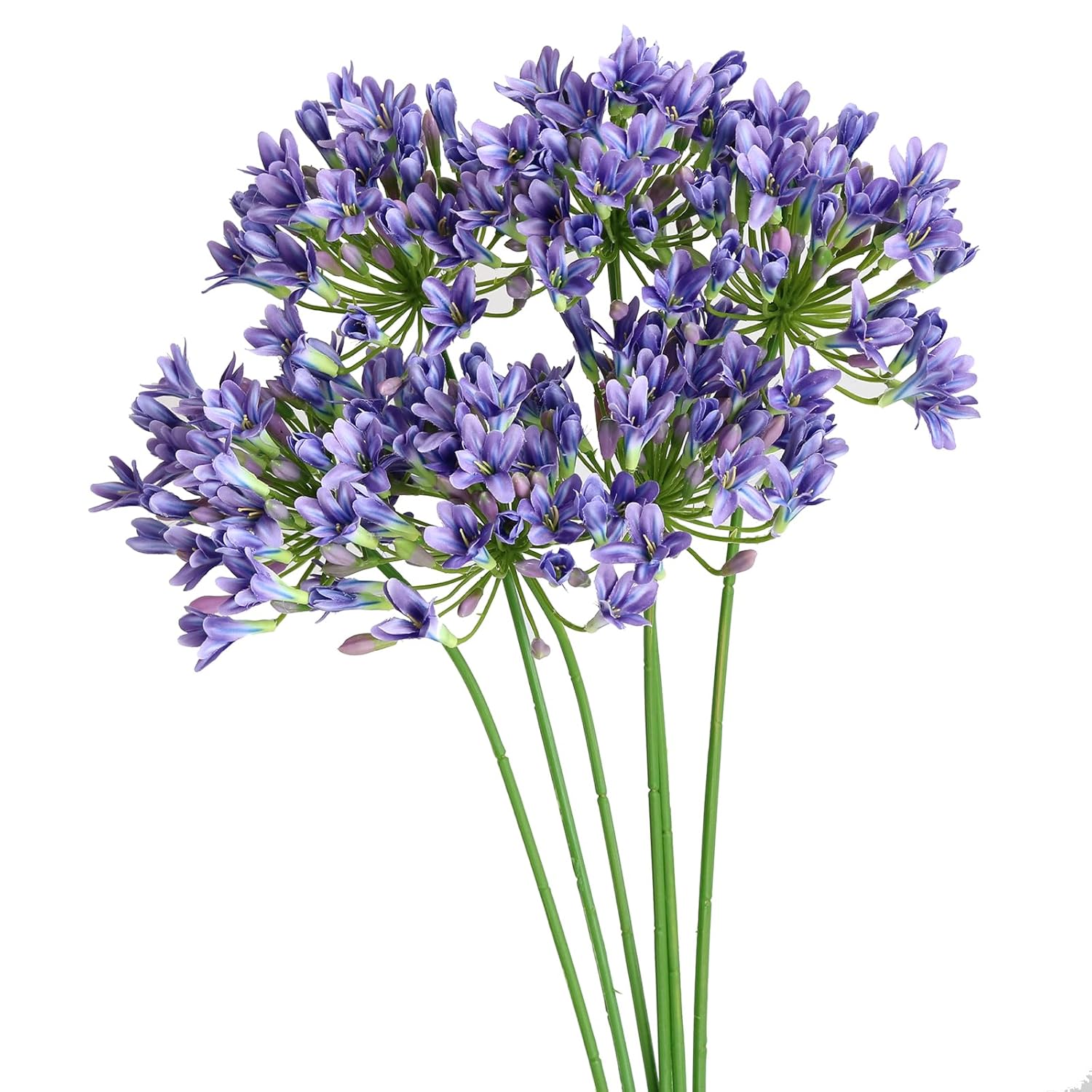 6Pcs Artificial Agapanthus Flowers Long Stems Silk Lily Flowers For Home Hotel Flower Arrangement Party Decor (White Purple)