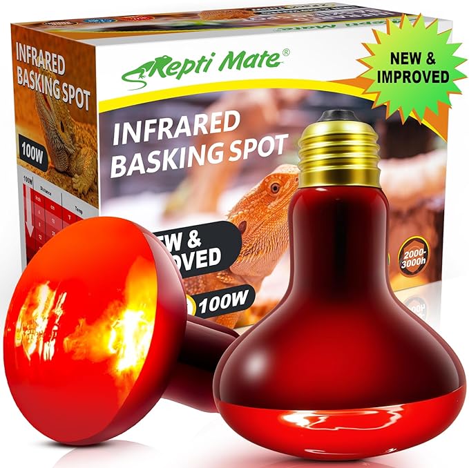 2 Pack 100W Infrared Heat Lamp Bulbs Red Reptile Basking Spot Light for Chickens Brooder Pets