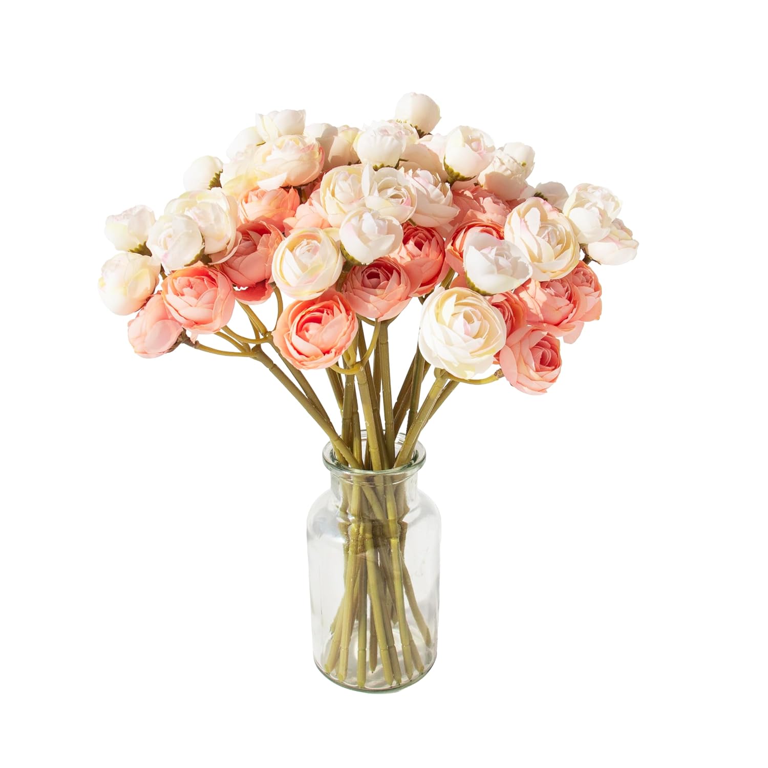 18 Pcs Artificial Silk Rose Flowers Persian Ranunculus Bouquet Asian Buttercup,Suitable For Core Decorations,Weddings,Home (Pink, 2)
