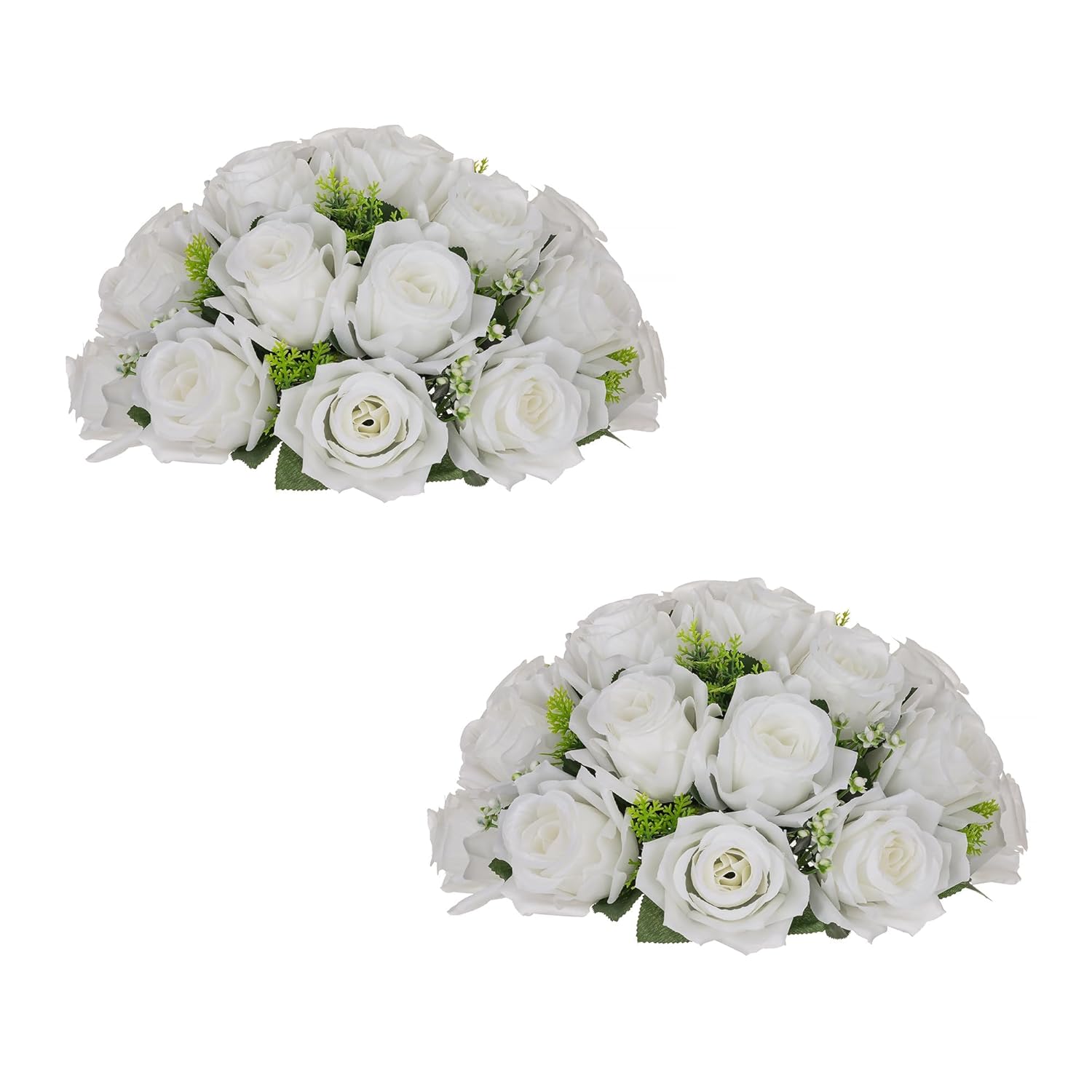 White Flower Balls For Centerpieces: 2Pc 11.8 Inch Artificial Rose Floral Arrangement Bouquet Wedding Dinning Table Decoration - Easy Use Kissing Ball For Home Party Baby Shower Decor