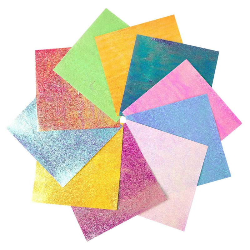 Origami Paper, 100 Sheet Shiny Single Sided 10 Rainbow Color Square Folding Pa