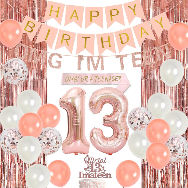 13Th Birthday Decorations For Girls Rose Gold - Omg Ur A Teenager Sash