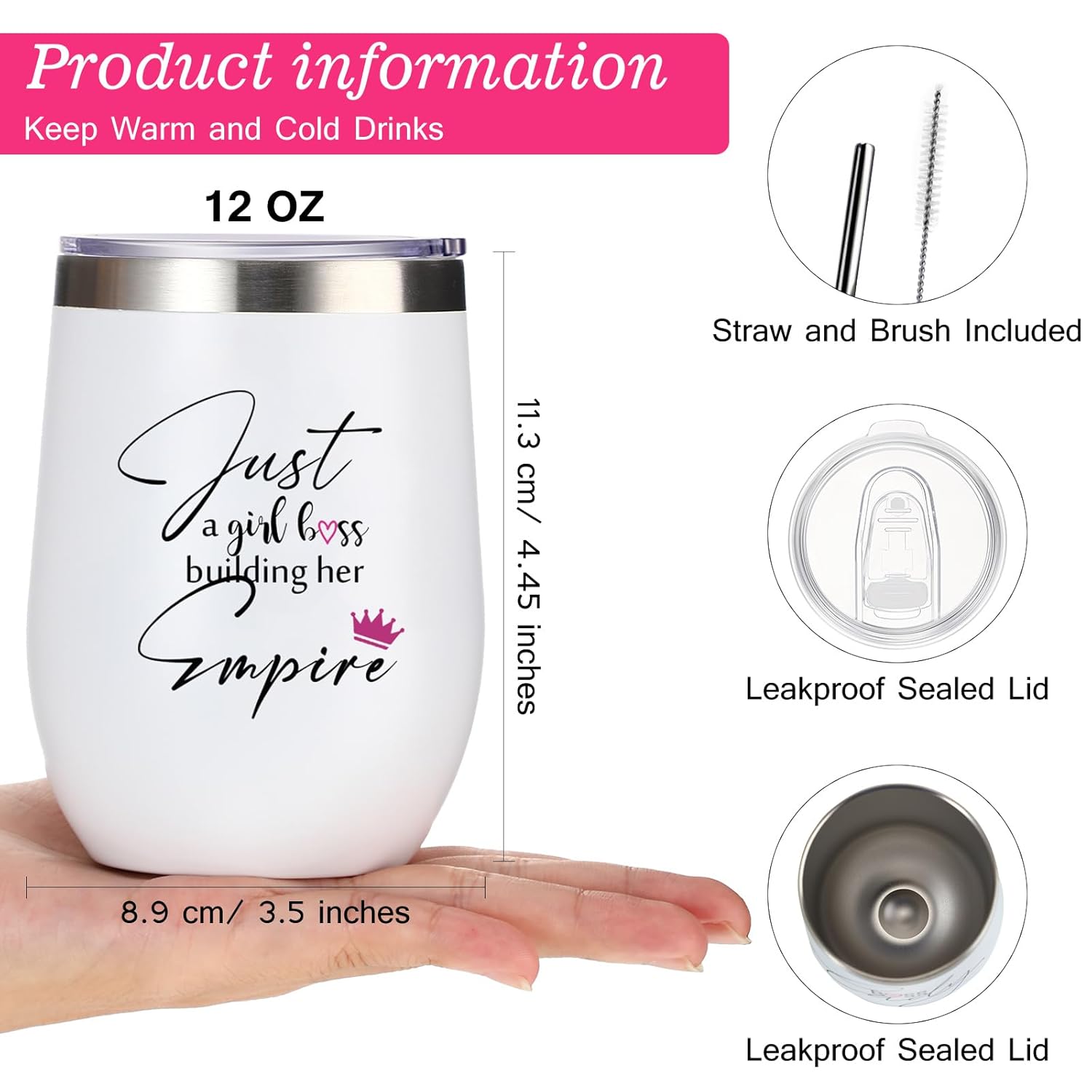 3 Pcs Boss Gifts For Women Lady Best Boss Ever Thank You Appreciation Gifts Sets 12 Oz Lady Tumbler Mug 3.5 Oz Candle Makeup Bag For Female Leader Manager Office Team Valentines Day Birthday