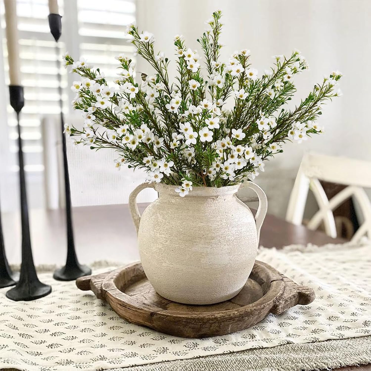 Artificial Flowers For Decoration, 6Pcs 26Inch White Wintersweet Fake Flowers,Faux Flowers For Vase,Faux Floral Stems For Wedding Party Kitchen Home Decorations (6, White Wintersweet)